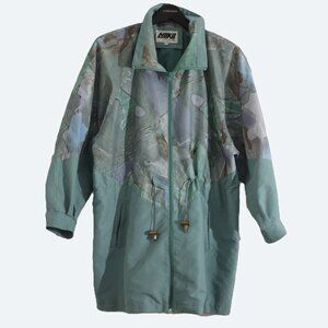 COPY - Nuko collection vintage blue and green abstract long zip jacket size M